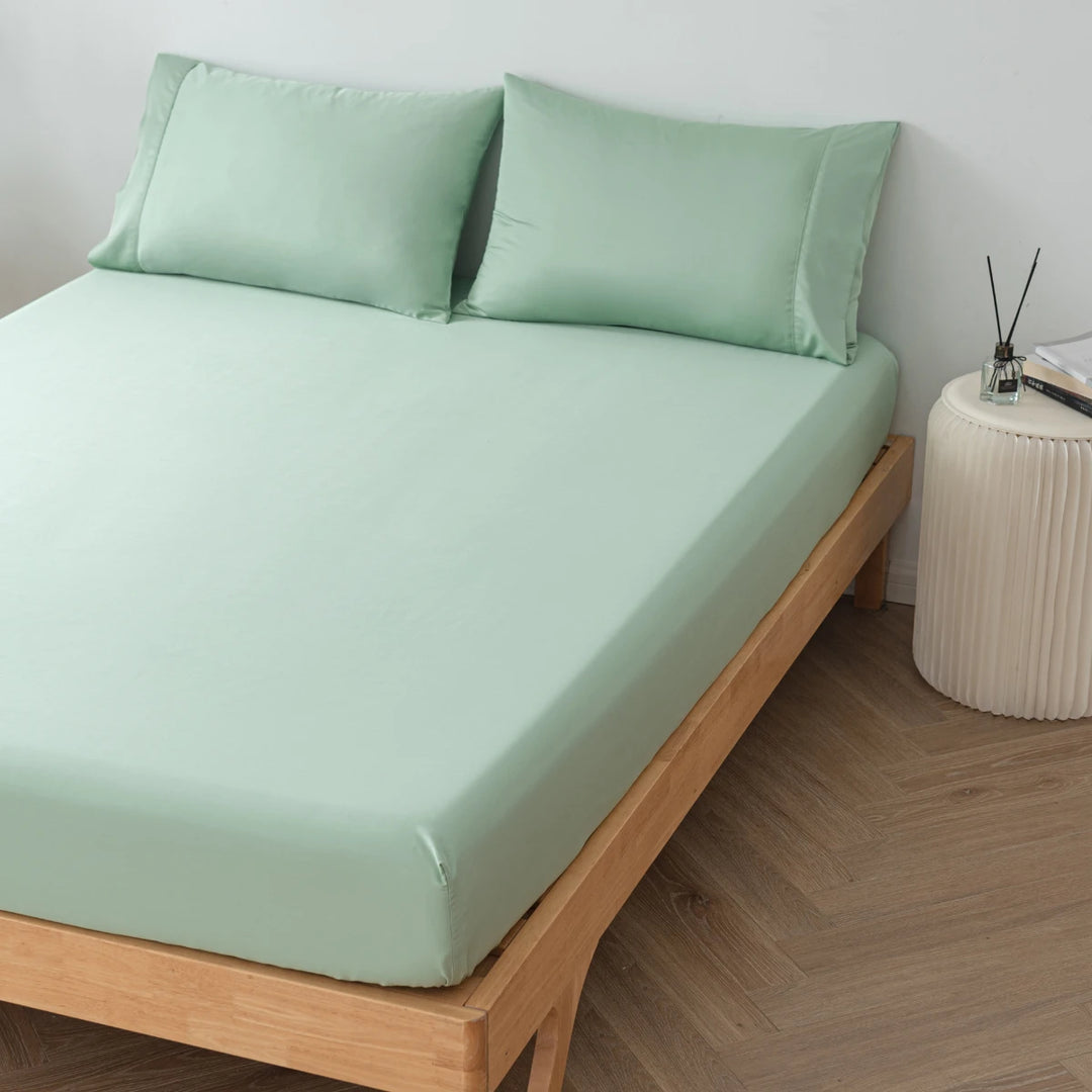 Linenly Bamboo Fitted Sheet Summer Green#color_summer-green