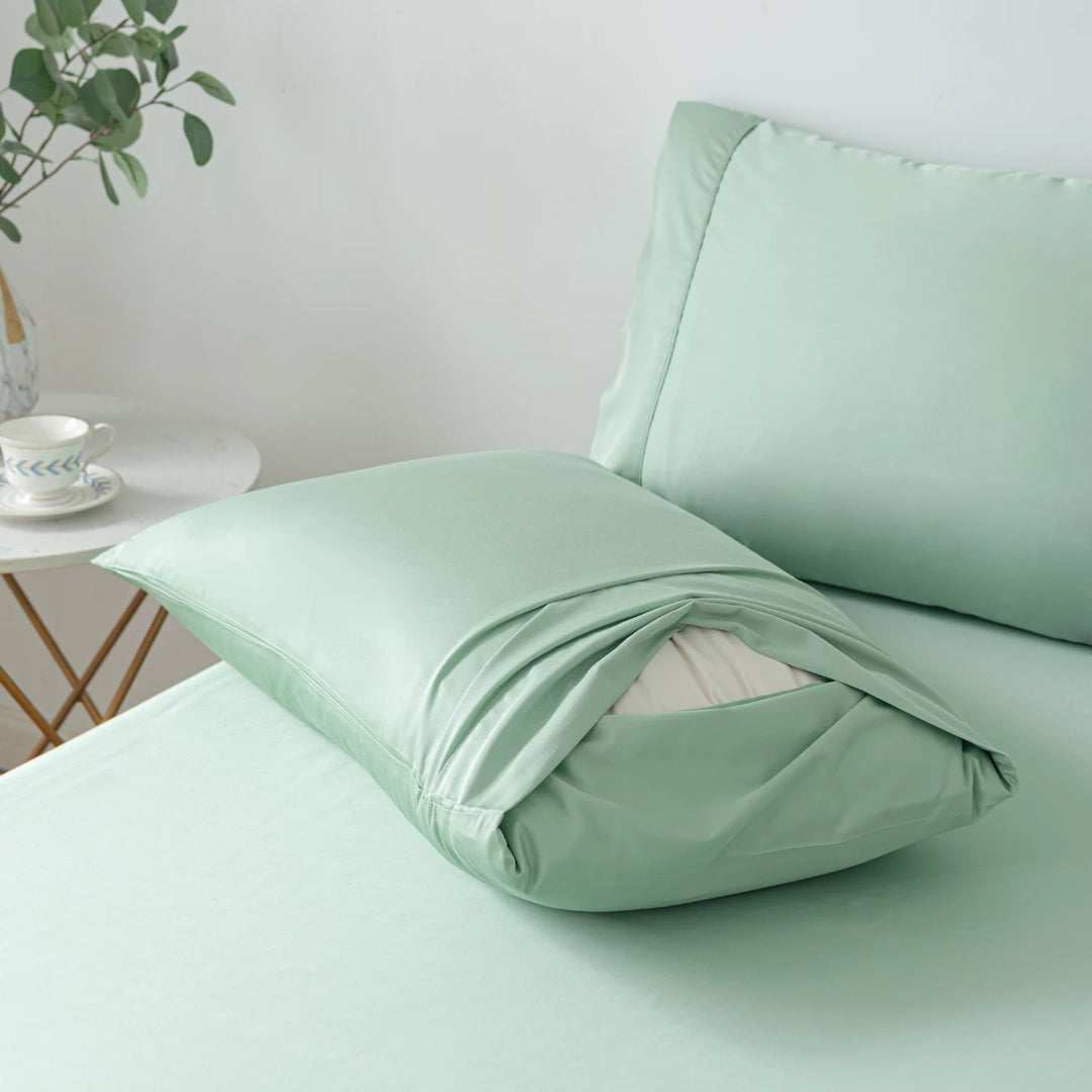 Linenly Bamboo Pillowcases Summer Green#color_summer-green